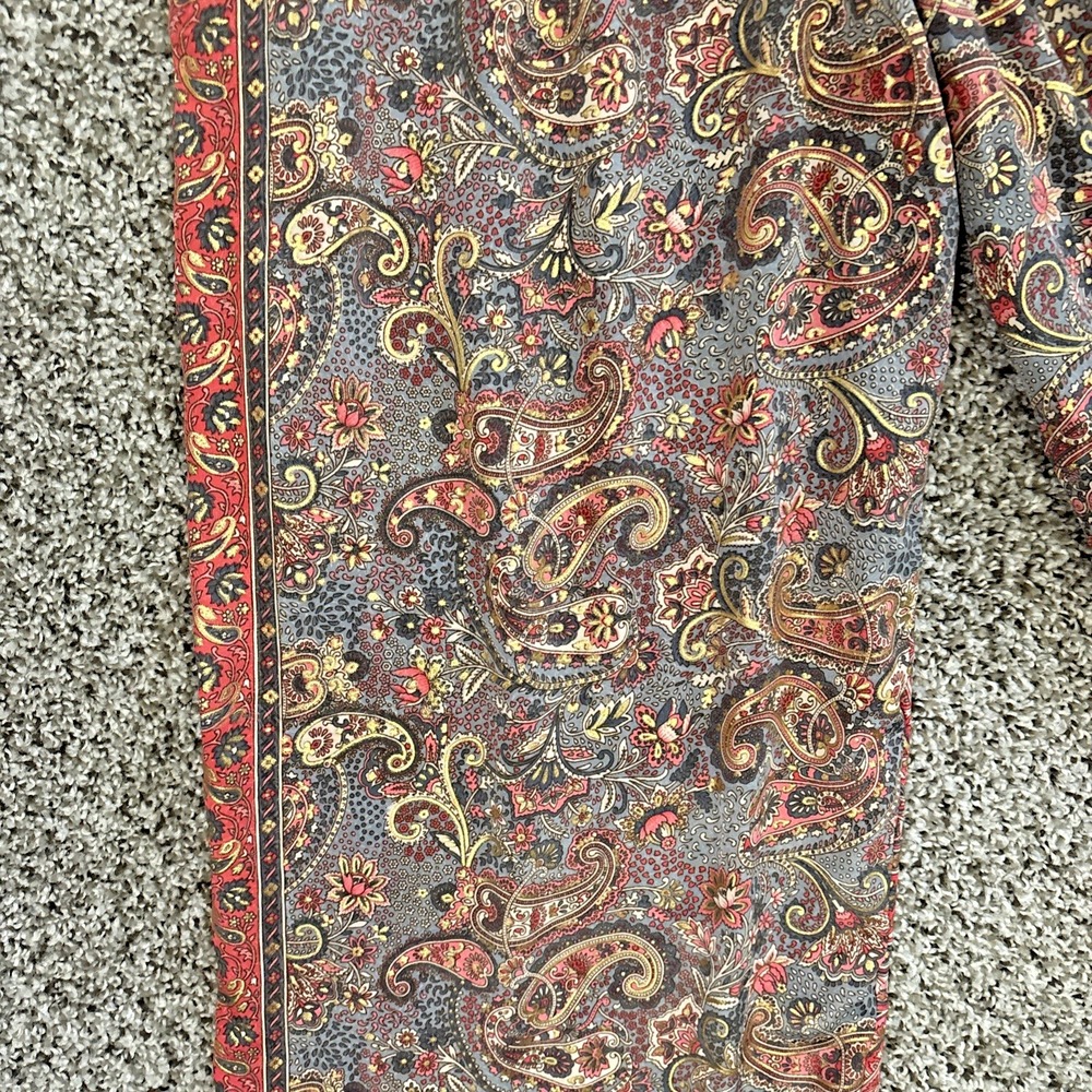 Cienna Pants Women S Silk Poly Blend Gold Red Floral Paisley Wide Leg Pants Boho - Picture 12 of 16
